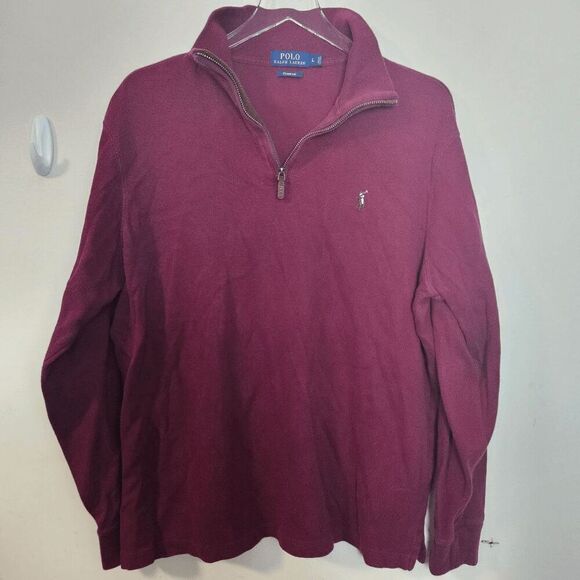Polo Ralph Lauren Estate Rib Quarter Zip Long Sleeve Sweater Men's Red Size Larg - Picture 1 of 4